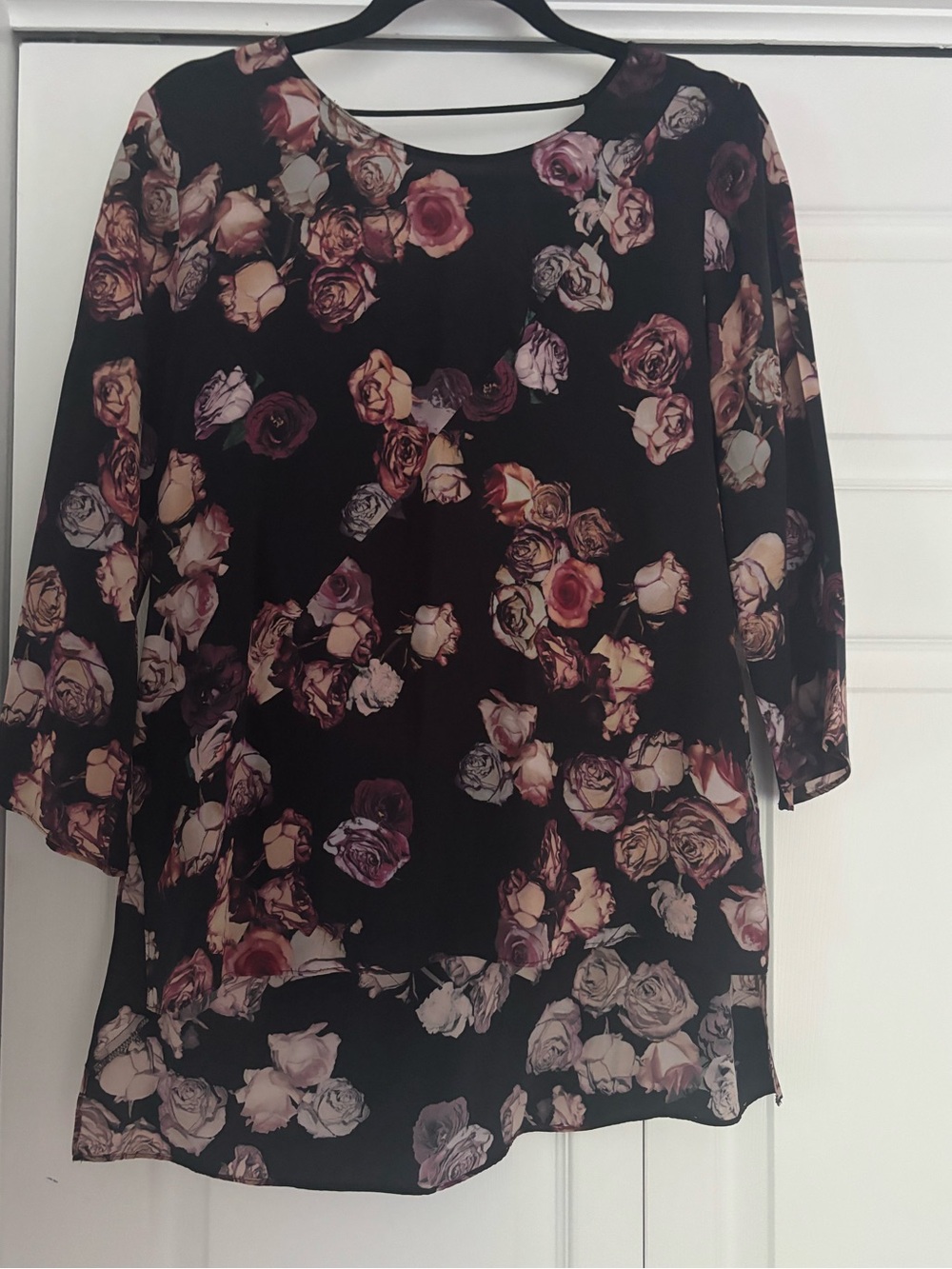 Wilfred Black Floral Rose-Print Long Sleeve Blouse